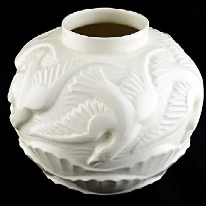 Earthenware Vase with Sculpted Seagulls
